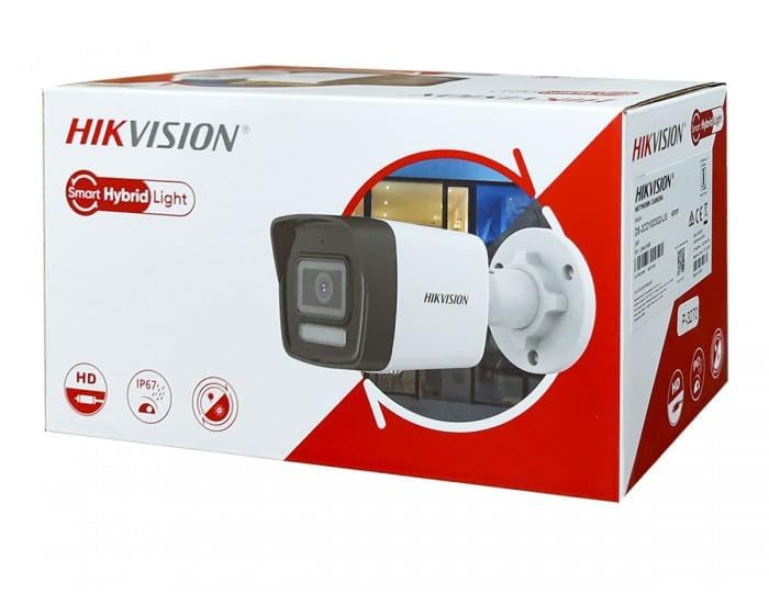 HIKVISION 2 MP Wireless 1080P Smart Hybrid Light Outdoor Bullet Network IP CCTV Camera Built-in Mic with Day/Night Color Vision, Motion Detection [DS-2CD1023G2-LIU